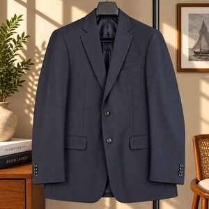 Z Zegna Blazer Mens 40R Navy Blue City 100% Wool Two Button Sport Coat